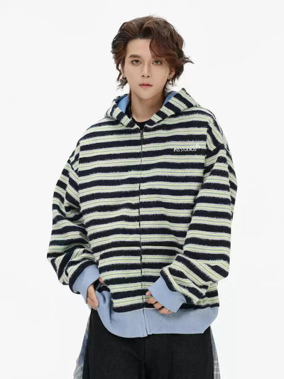 Striped and Spliced Hoodie Korean Street Fashion Hoodie By INS Korea Shop Online at OH Vault