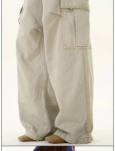 Faded Oversized Pocket Cargo Pants Korean Street Fashion Pants By 77Flight Shop Online at OH Vault