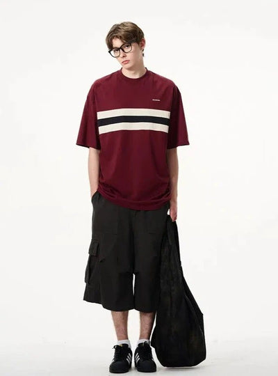Striped Block Regular T-Shirt Korean Street Fashion T-Shirt By Mad Witch Shop Online at OH Vault