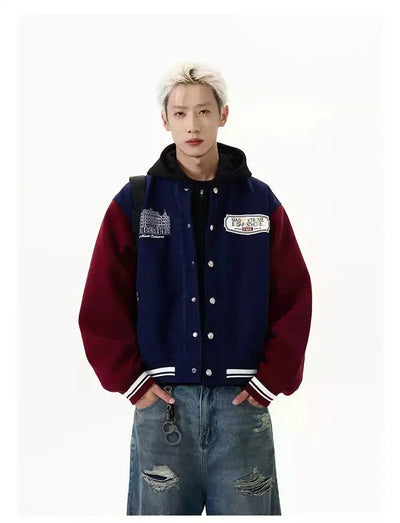 Contrast Embroidery Boxy Jacket Korean Street Fashion Jacket By A PUEE Shop Online at OH Vault