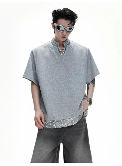 Sequin Spliced Detail T-Shirt Korean Street Fashion T-Shirt By Argue Culture Shop Online at OH Vault
