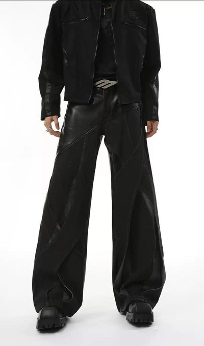 Spliced Cuts PU Leather Pants Korean Street Fashion Pants By Turn Tide Shop Online at OH Vault