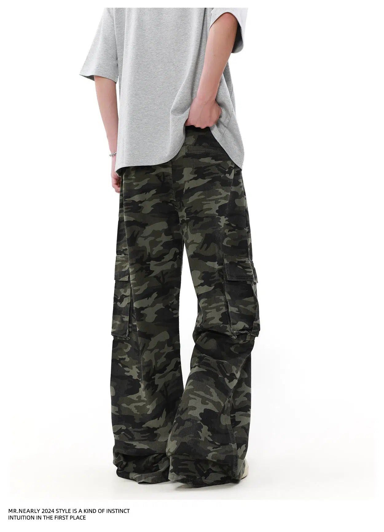 Camo Print Flap Pocket Cargo Pants Korean Street Fashion Pants By Mr Nearly Shop Online at OH Vault