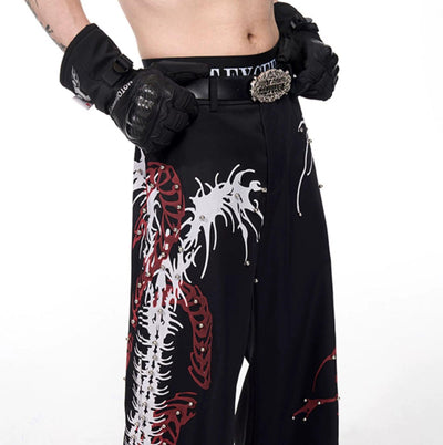 Spine Contrast Print Pants Korean Street Fashion Pants By Slim Black Shop Online at OH Vault