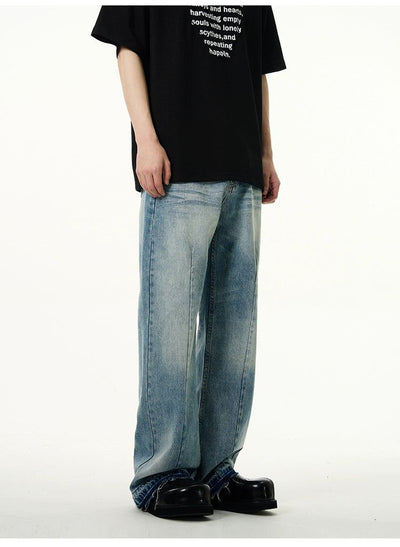 Rippled Washed Jeans Korean Street Fashion Jeans By 77Flight Shop Online at OH Vault