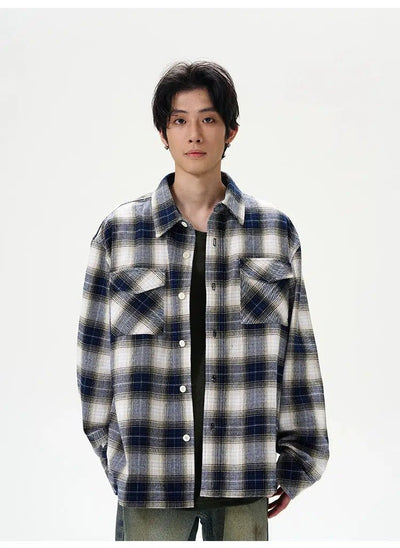 Checked Flap Pocket Shirt Korean Street Fashion Shirt By 77Flight Shop Online at OH Vault