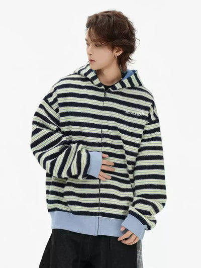 Striped and Spliced Hoodie Korean Street Fashion Hoodie By INS Korea Shop Online at OH Vault
