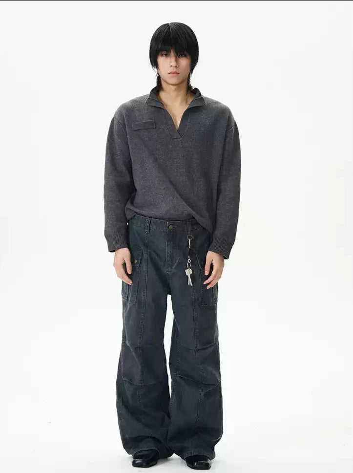 Washed Carpenter Style Jeans Korean Street Fashion Jeans By 77Flight Shop Online at OH Vault