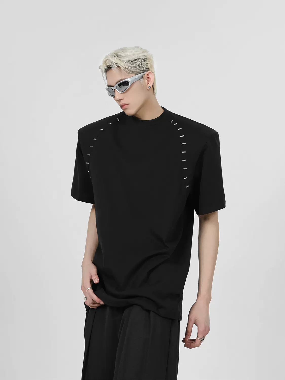 Minimal Lines Detail T-Shirt Korean Street Fashion T-Shirt By Turn Tide Shop Online at OH Vault