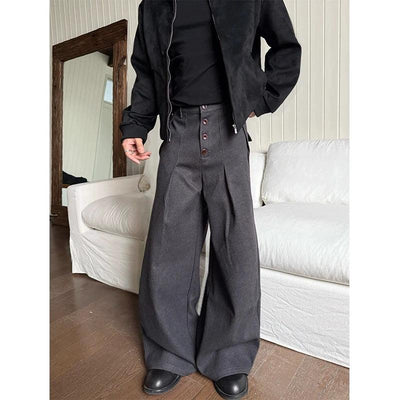 Four-Button Pleated Trousers Korean Street Fashion Trousers By Made Extreme Shop Online at OH Vault