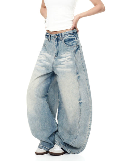 Faded Whiskers Wide Jeans Korean Street Fashion Jeans By Blacklists Shop Online at OH Vault