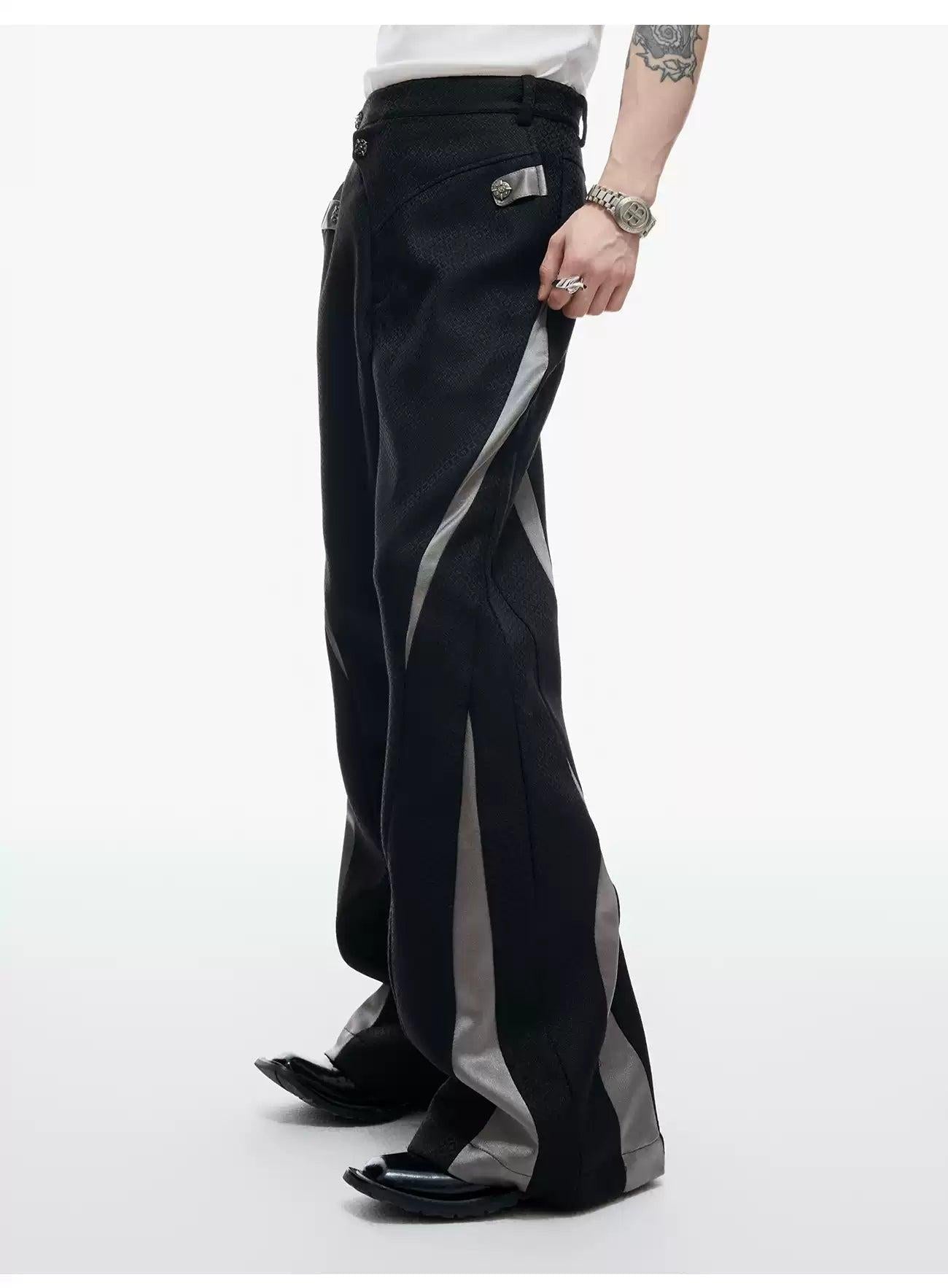 Spliced Contrast Flared Trousers Korean Street Fashion Trousers By Argue Culture Shop Online at OH Vault