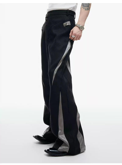 Spliced Contrast Flared Trousers Korean Street Fashion Trousers By Argue Culture Shop Online at OH Vault