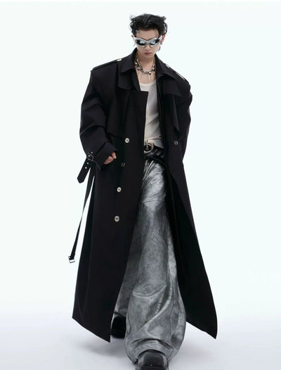 Structured Double-Breasted Trench Coat Korean Street Fashion Long Coat By Argue Culture Shop Online at OH Vault