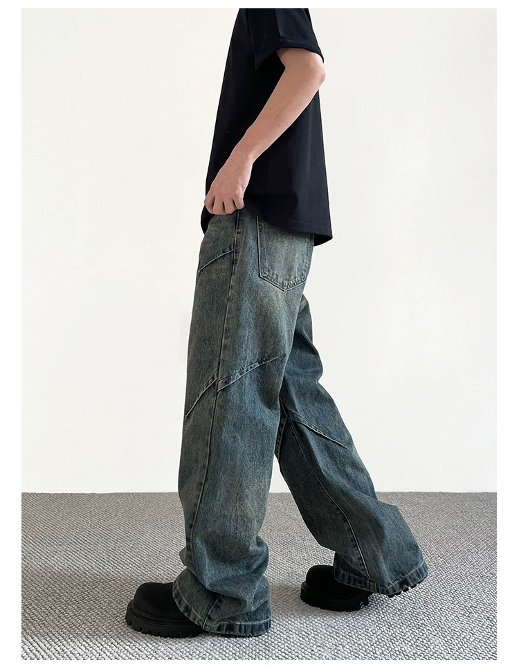 Sharp Lines Washed Jeans Korean Street Fashion Jeans By A PUEE Shop Online at OH Vault