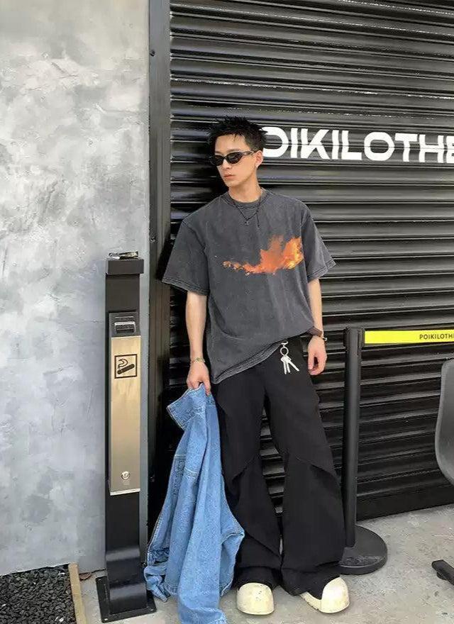 Fire Graphic Print T-Shirt Korean Street Fashion T-Shirt By Poikilotherm Shop Online at OH Vault