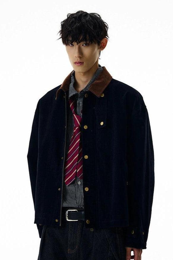 Snap Buttons Contrast Collar Denim Jacket Korean Street Fashion Jacket By A PUEE Shop Online at OH Vault