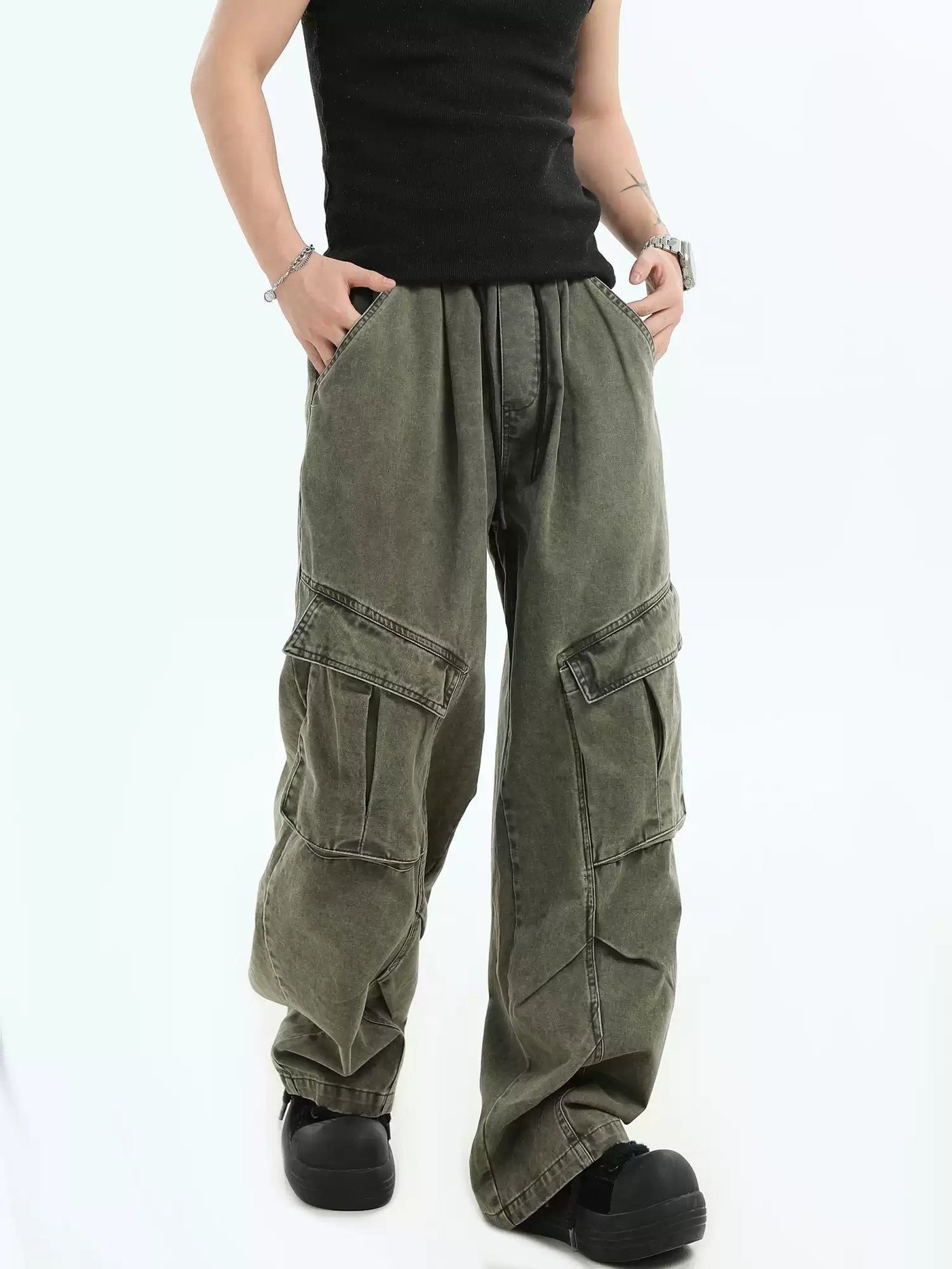 Tilt Pockets Workwear Cargo Jeans Korean Street Fashion Jeans By INS Korea Shop Online at OH Vault