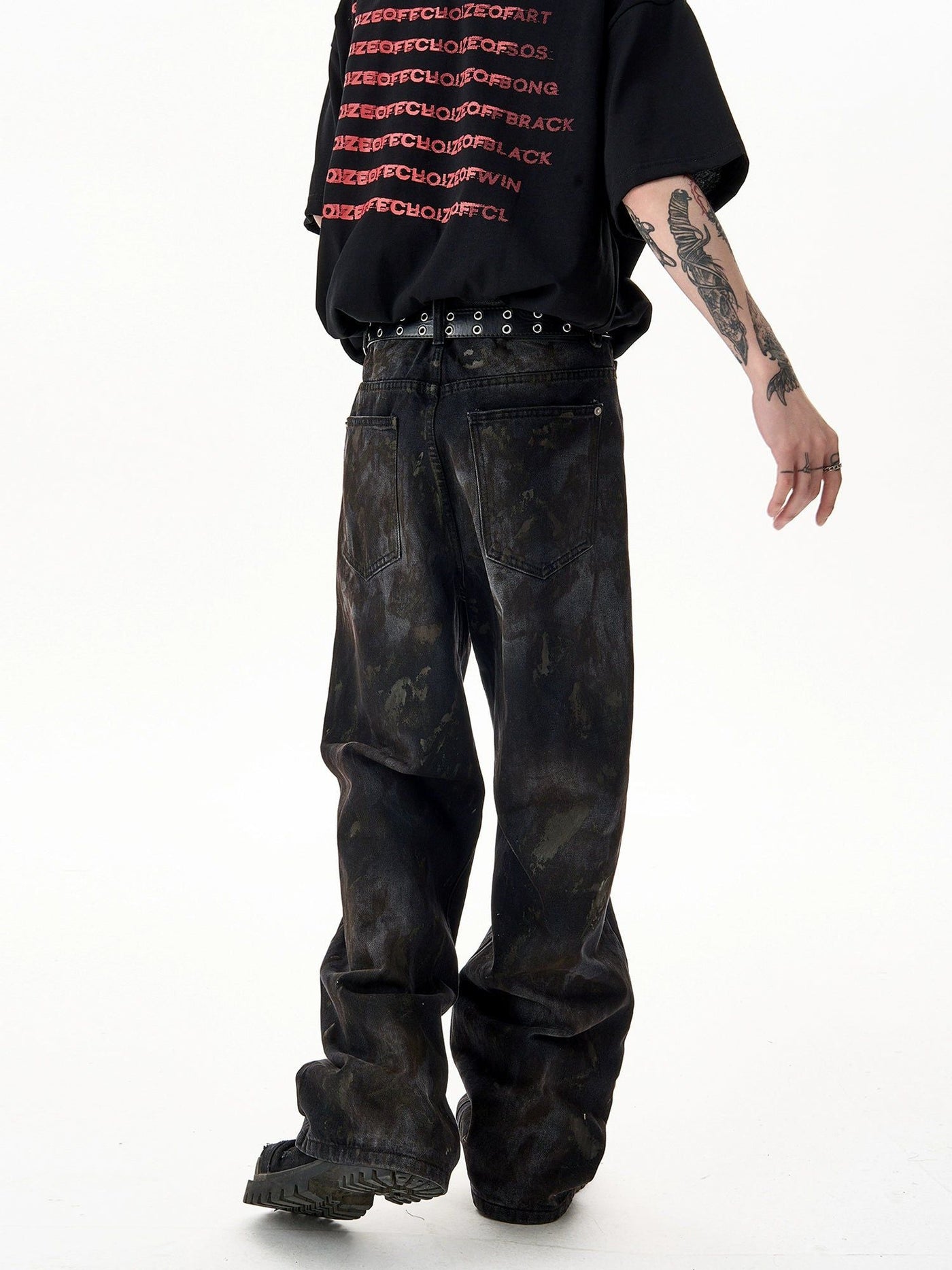 Washed Dirty Fit Straight Jeans Korean Street Fashion Jeans By Ash Dark Shop Online at OH Vault