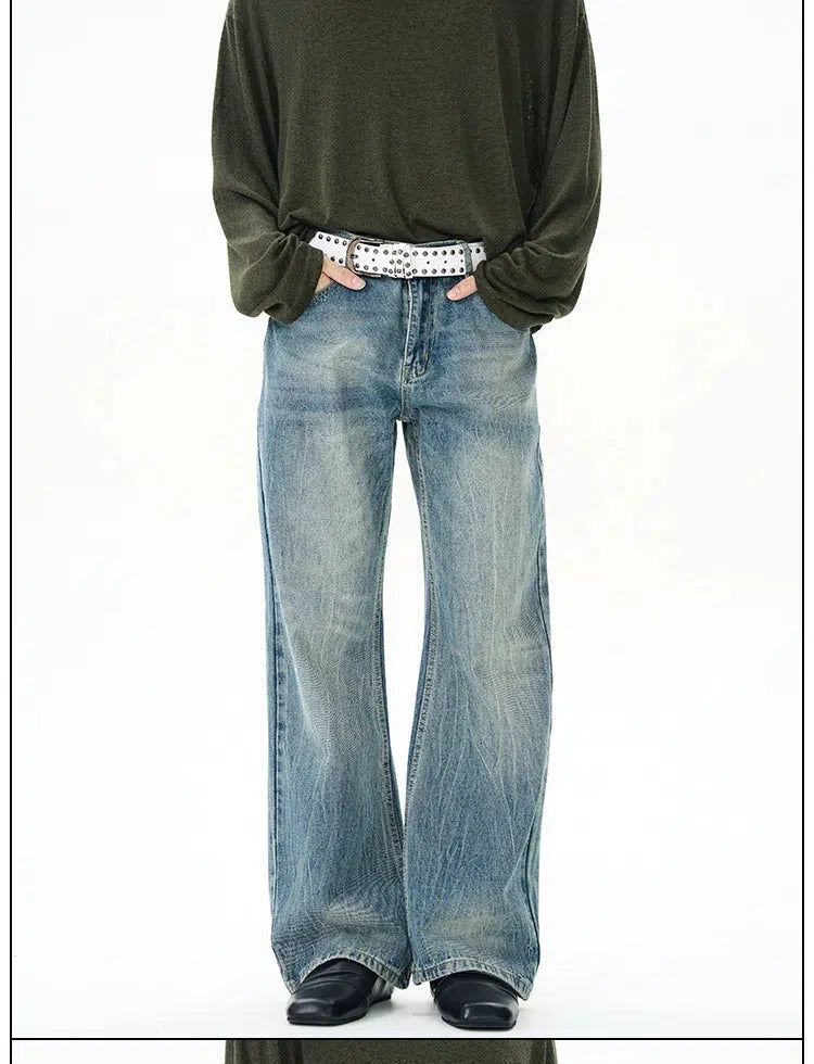 Bamboo Pattern Flared Jeans Korean Street Fashion Jeans By 77Flight Shop Online at OH Vault