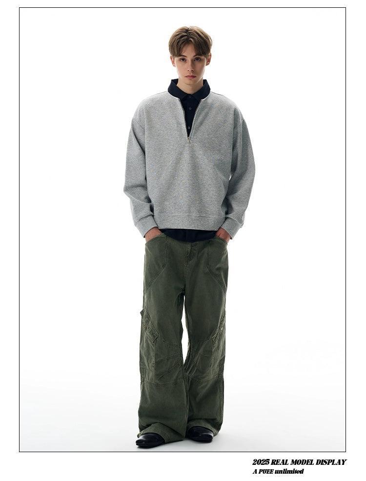 Plain Boxy Fit Half-Zip