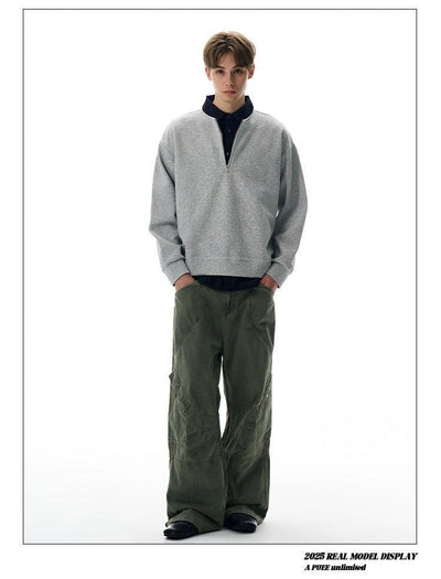 Plain Boxy Fit Half-Zip