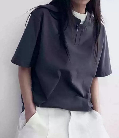 Irregular Layered T-Shirt Korean Street Fashion T-Shirt By In Knots Shop Online at OH Vault
