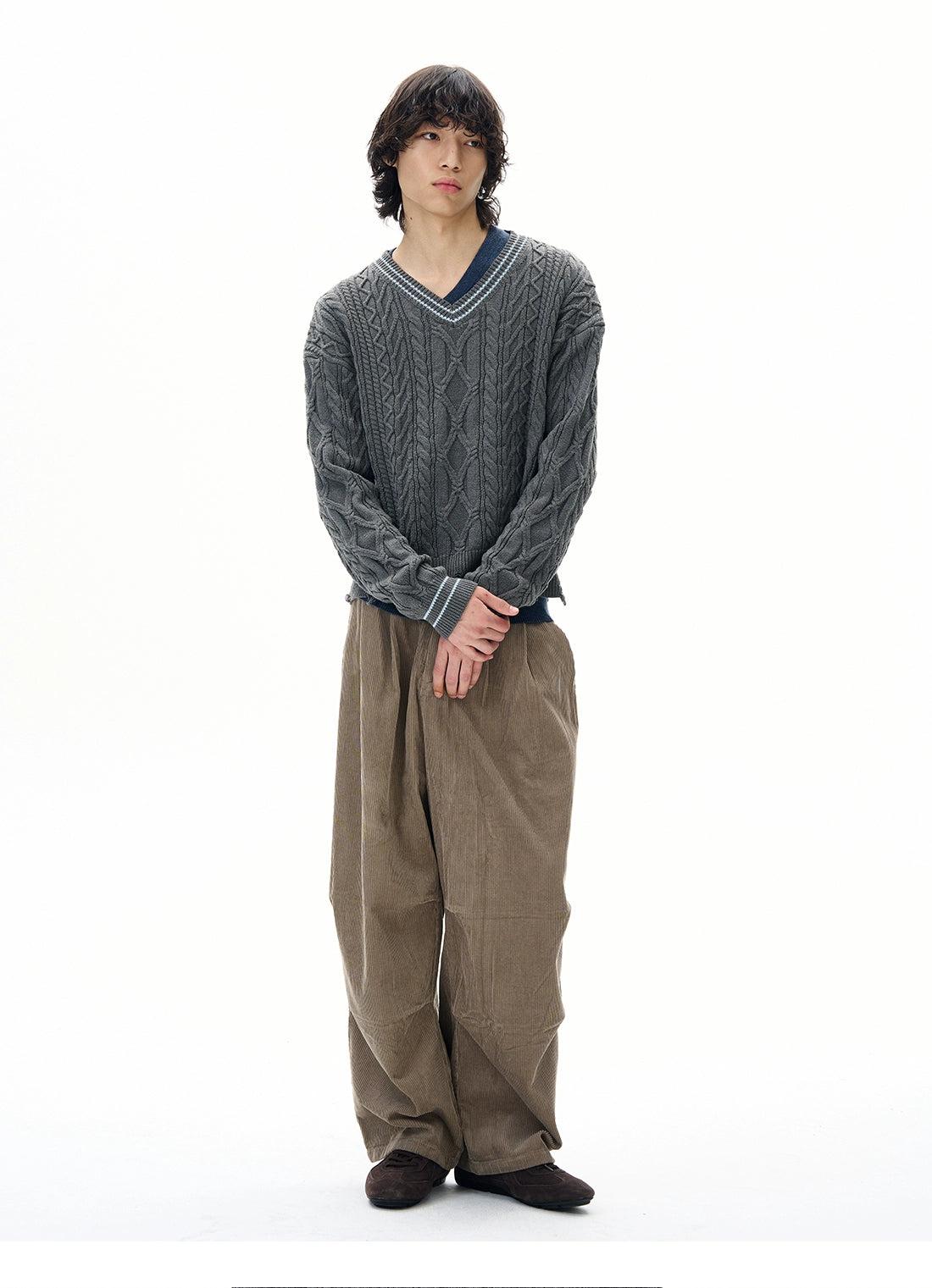 Fold Pleated Corduroy Pants Korean Street Fashion Pants By 77Flight Shop Online at OH Vault