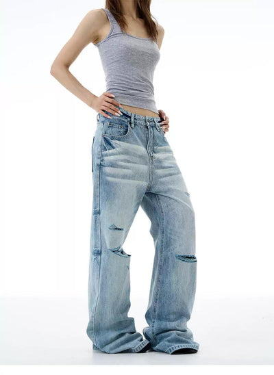 Whiskers Highlight Ripped Jeans Korean Street Fashion Jeans By 77Flight Shop Online at OH Vault