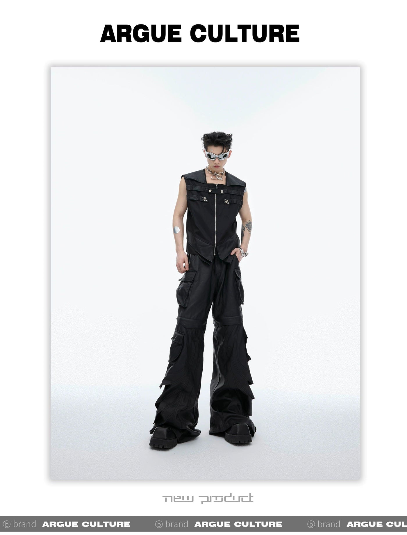 Spliced Metallic Accent Vest Korean Street Fashion Vest By Argue Culture Shop Online at OH Vault