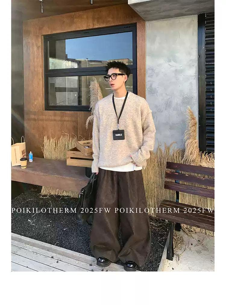 Fuzzy Textured Clean Fit Sweater Korean Street Fashion Sweater By Poikilotherm Shop Online at OH Vault