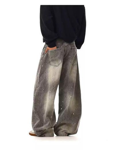 Washed Paint Splash Jeans Korean Street Fashion Jeans By MEBXX Shop Online at OH Vault