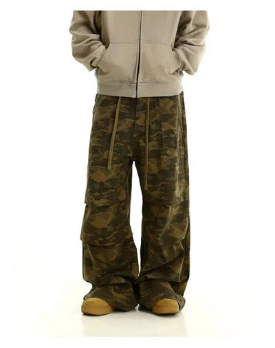 Vibrant Camo Drawstring Cargo Pants Korean Street Fashion Pants By MEBXX Shop Online at OH Vault