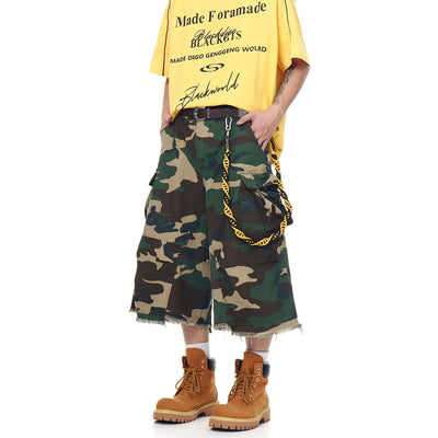 Raw Edge Camouflage Cargo Shorts Korean Street Fashion Shorts By Blacklists Shop Online at OH Vault