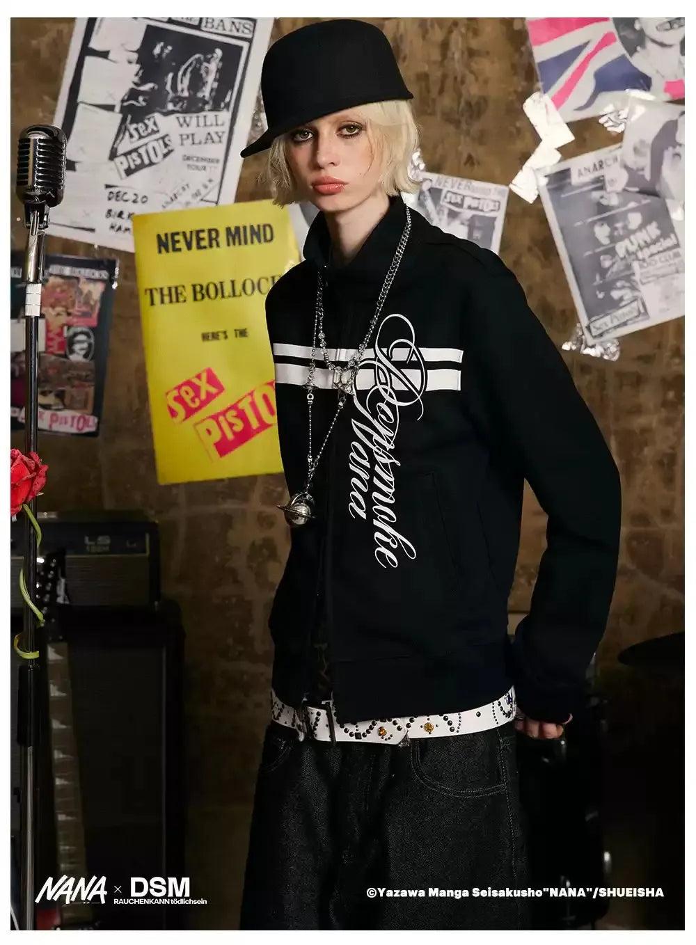 Nana Bar Lines Zipped Jacket Korean Street Fashion Jacket By Donsmoke Shop Online at OH Vault