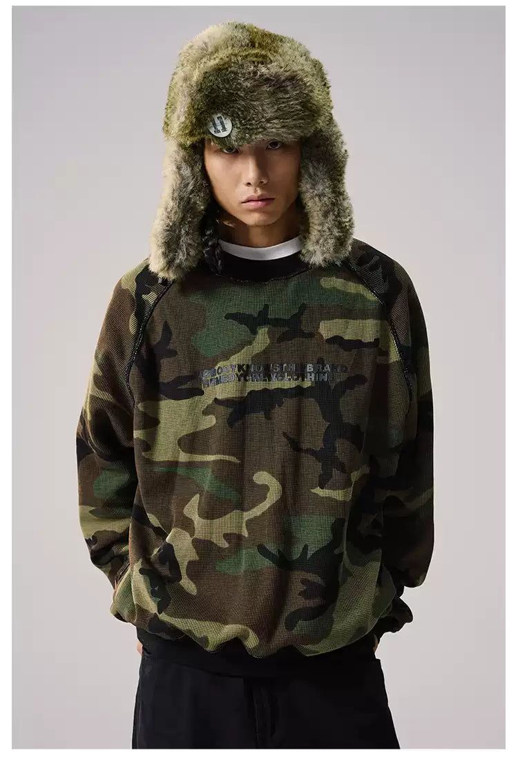 Casual Reversible Camo Crewneck Korean Street Fashion Crewneck By Remedy Shop Online at OH Vault