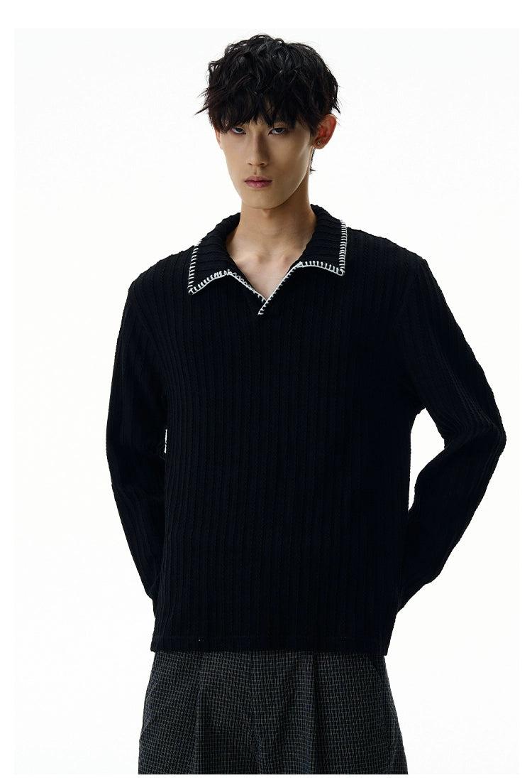 Outline Collar Textured Sweater Korean Street Fashion Sweater By A PUEE Shop Online at OH Vault