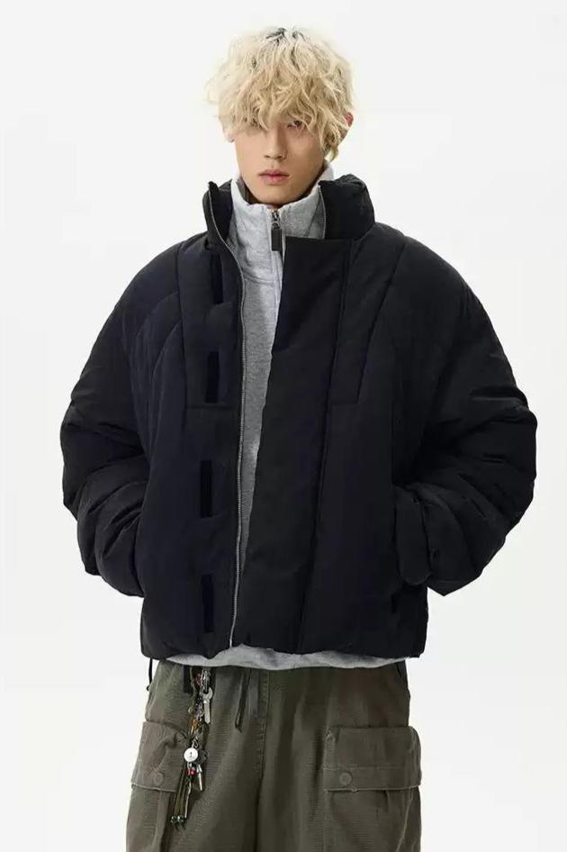 Velcro Straps Puffer Jacket Korean Street Fashion Jacket By A PUEE Shop Online at OH Vault