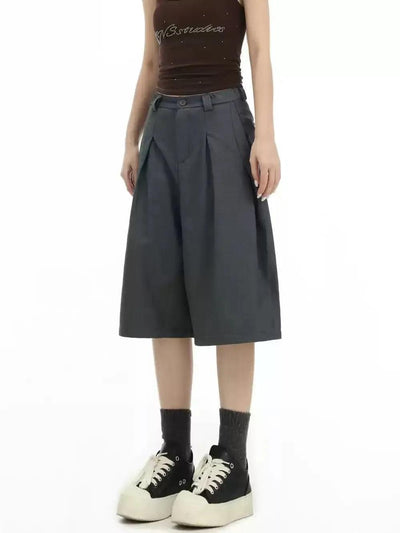 Pleated and Buttoned Suit Shorts Korean Street Fashion Shorts By INS Korea Shop Online at OH Vault