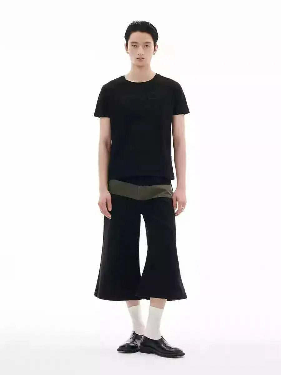 Contrast Spliced Flared Shorts Korean Street Fashion Shorts By Funky Fun Shop Online at OH Vault