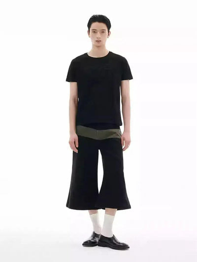 Contrast Spliced Flared Shorts Korean Street Fashion Shorts By Funky Fun Shop Online at OH Vault