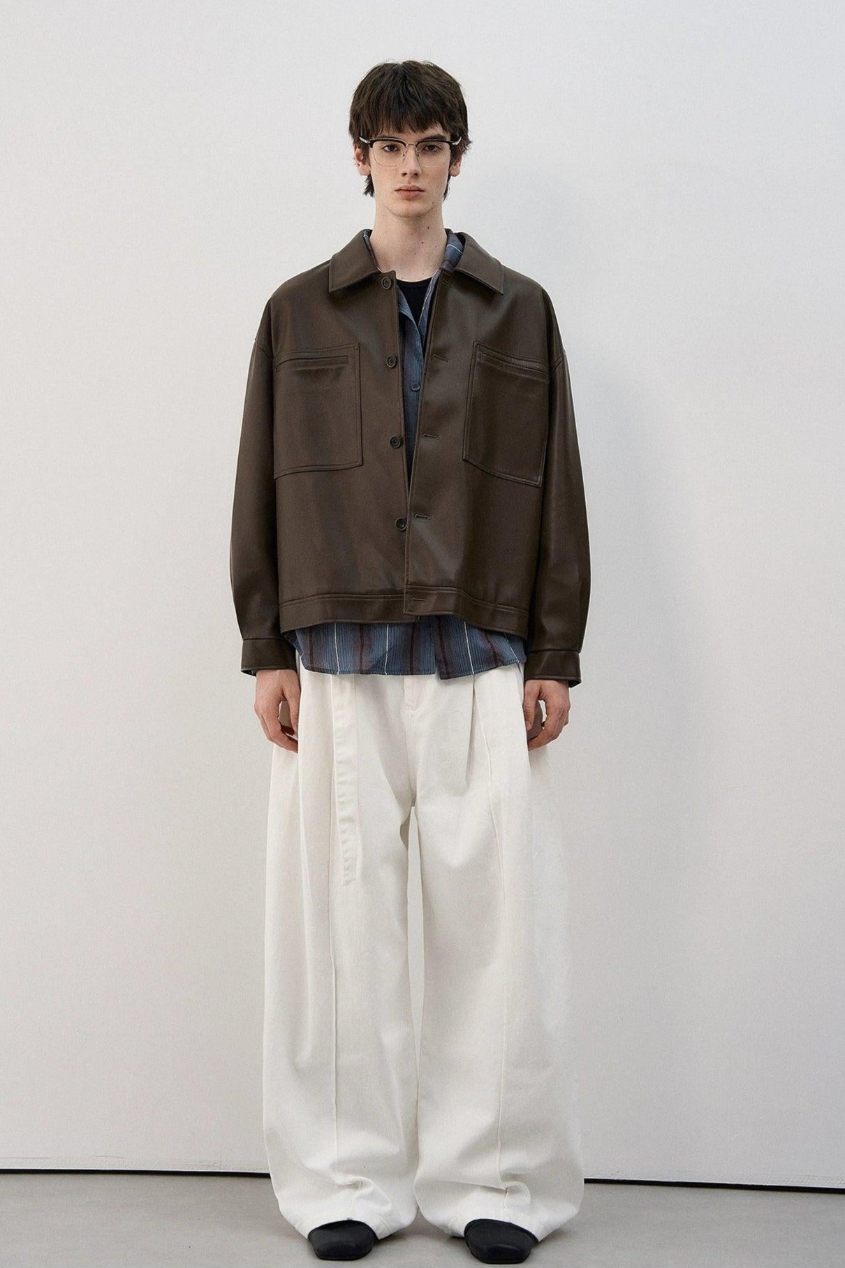 Boxy Cut PU Leather Jacket Korean Street Fashion Jacket By MaxDstr Shop Online at OH Vault