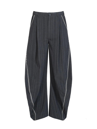 Subtle Striped Spliced Scimitar Trousers Korean Street Fashion Trousers By Terra Incognita Shop Online at OH Vault