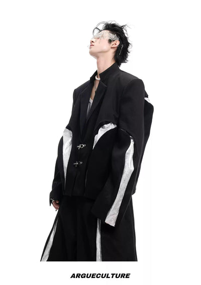 Spliced Glitter Detail Blazer Korean Street Fashion Blazer By Argue Culture Shop Online at OH Vault