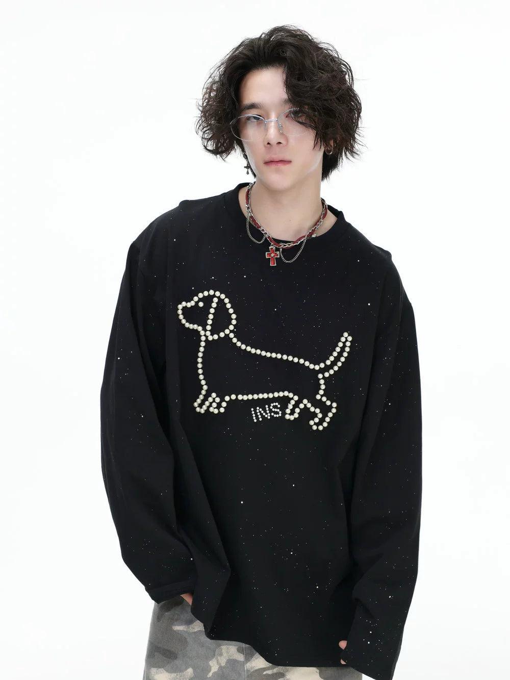 Pearl Puppy Long Sleeve T-Shirt Korean Street Fashion T-Shirt By INS Korea Shop Online at OH Vault