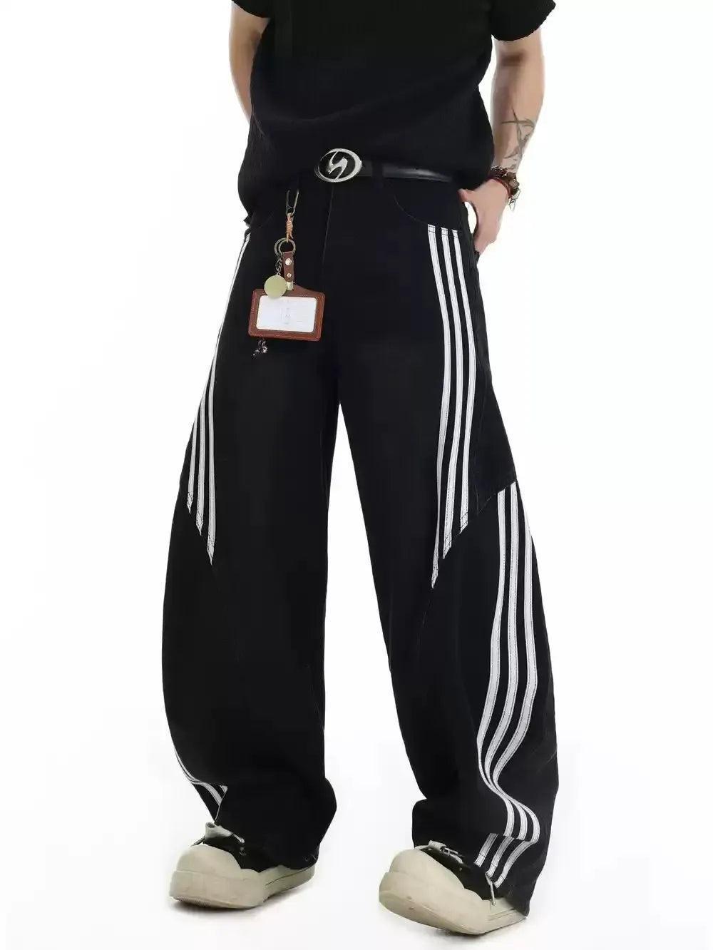 Athleisure Striped Straight Jeans Korean Street Fashion Jeans By INS Korea Shop Online at OH Vault