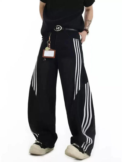 Athleisure Striped Straight Jeans Korean Street Fashion Jeans By INS Korea Shop Online at OH Vault