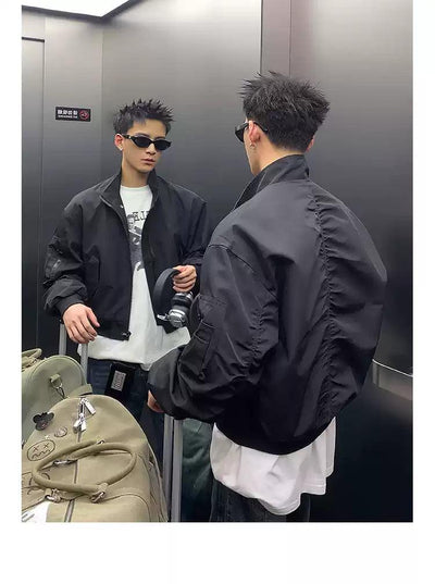 Cinched Detail Bomber Jacket Korean Street Fashion Jacket By Poikilotherm Shop Online at OH Vault