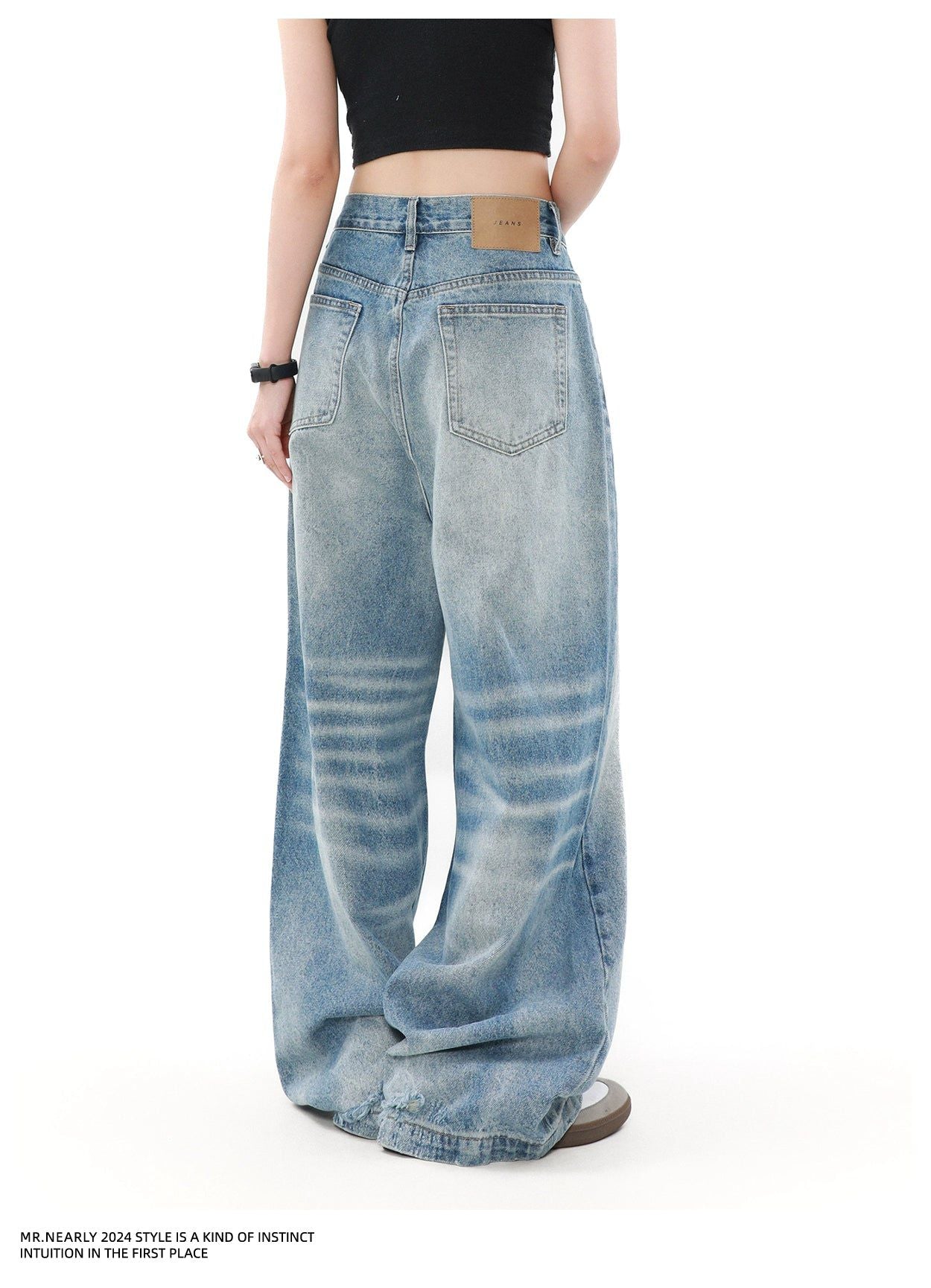 Washed Button-Down Jeans Korean Street Fashion Jeans By Mr Nearly Shop Online at OH Vault