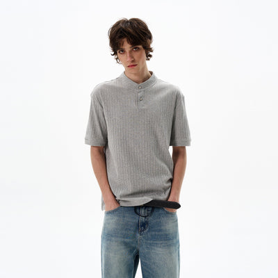 Two-Buttons Textured T-Shirt Korean Street Fashion T-Shirt By 77Flight Shop Online at OH Vault